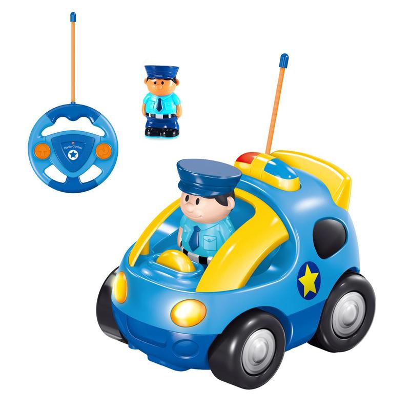 Cartoon Remote Control Police Car Toy, Electric Police Car Toy with Light & Sound Effects, Wireless Control Toy for Boys & Girls