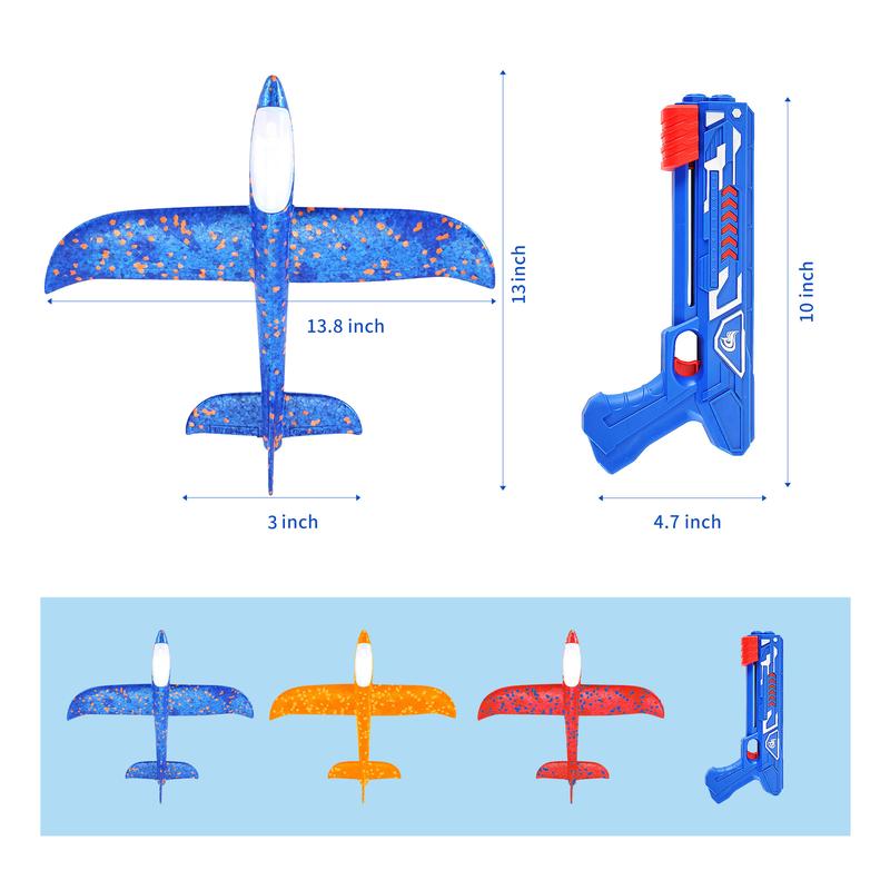 Airplane Launcher Toys,3 Pack Airplane Launcher Toys,2 Flight Modes LED Catapult Foam Glider Plane Toy,Outdoor Flying Toy for Kids Bubble Plane LED Foam