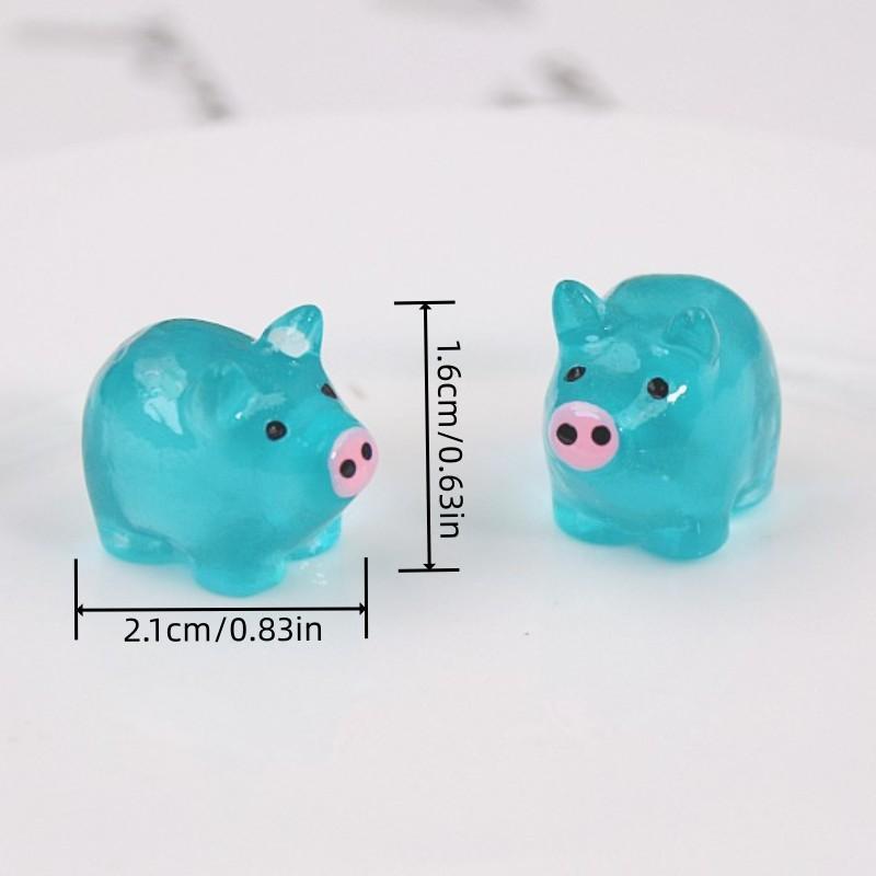 Mini Cartoon Piggy Design Resin Ornament, Cute Piggy Shaped Decorative Ornament, DIY Handmade Jewelry Resin Accessories, Micro Landscape Decoration, Luminous Piggy for Fish Tank