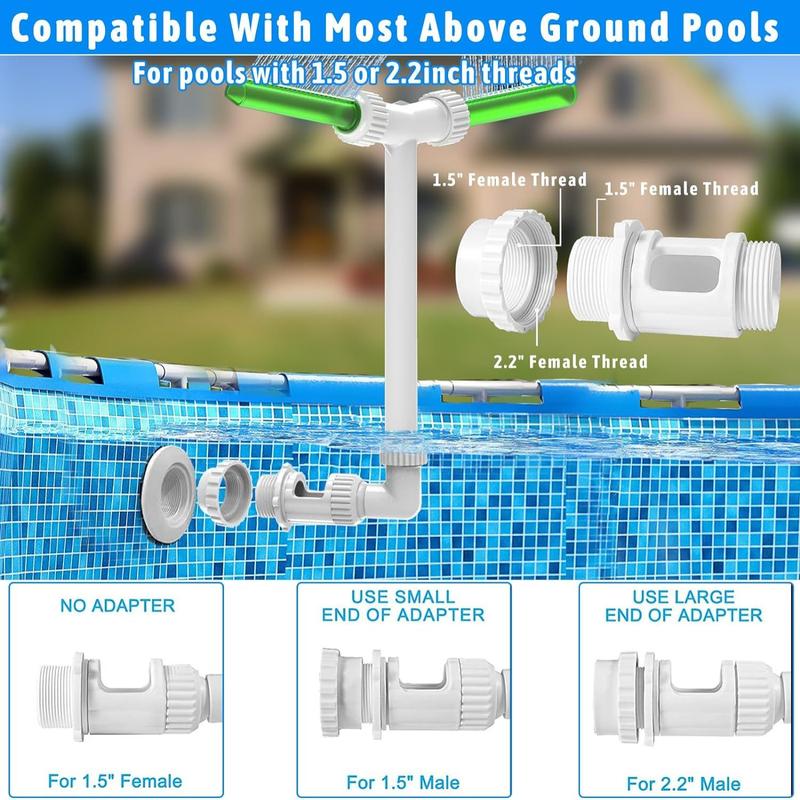 Pool Fountain for above and In-Ground Pools, Adjustable Dual Spray Waterfall Sprinkler Cooler for Pool, Swimming Pool Spa Water Fountain, High-Pressure Pool Spray Fountain