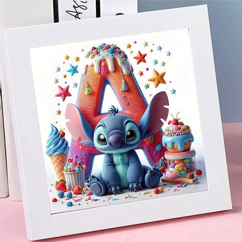 Letter & Stitch Themed DIY Diamond Arts Colorful Painting Kit without Frame, 1 Set DIY Decorative Art Picture for Beginner, Wall Art Decor for Home