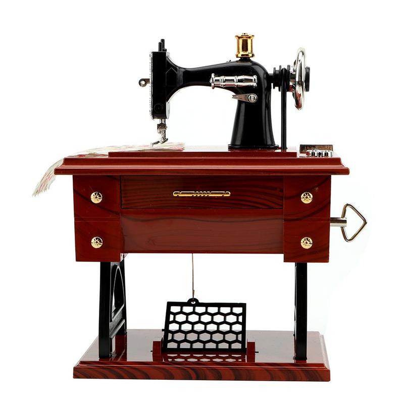 Vintage Sewing Machine Design Music Box, Creative Hand Crank Music Box, Desktop Decoration for Home Living Room Bedroom, Birthday Gift