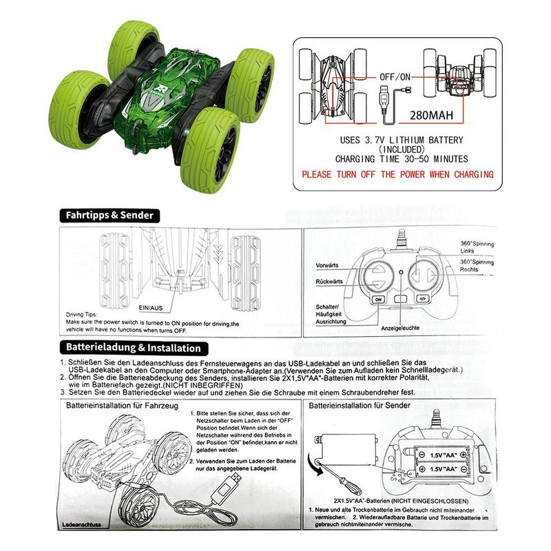 Remote Control Stunt Car, Rechargeable Remote Control Car, 360 Degree Flip Rotating Double-sided Driving Car Toy, Gift for Boys & Girls