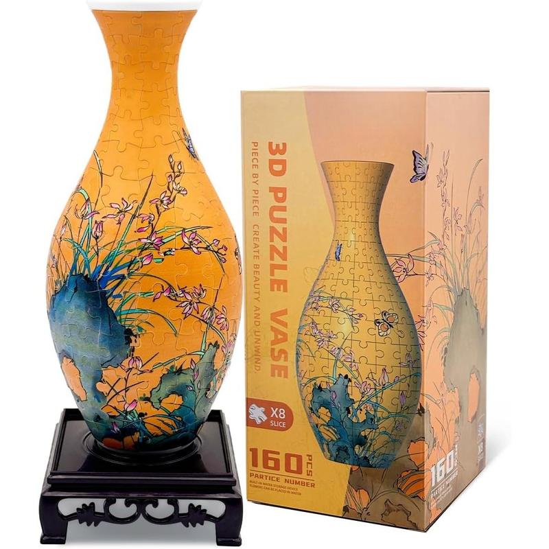 3D Puzzles Vase for Adults, 160 count Puzzle Flower Vase for Home and Office Decor, DIY 4D Jigsaw Vase Arts and Crafts for Kids, Unique Housewarming Gifts for Moms