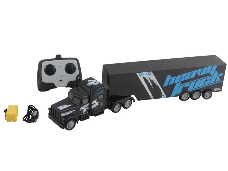 Vokodo RC Semi Truck And Trailer 18 Inch 2.4Ghz Fast Speed 1:16 Scale Rechargeable Battery Remote Control Tractor Tanker Hauler Car Big Rig 18 Wheeler Toy for 3 4 5 6 7 8 Year Old Boys Kids (Black)