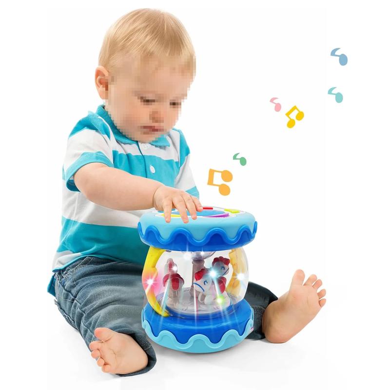 Musical Toys Light Up Musical Drum Toys for Kids, 360 Degree Rotating Projector Toy Birthday Christmas Gifts