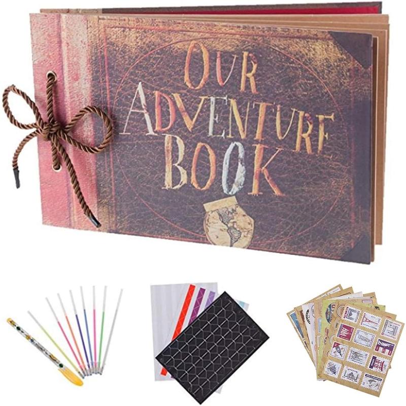 RECUTMS Our Adventure Book Scrapbook Pixar Up Handmade DIY Family Scrapbook Photo Album Expandable 11.6x7.5 Inches 80 Pages with Photo Album Storage Box DIY Accessories Kit Mothers Day Gifts