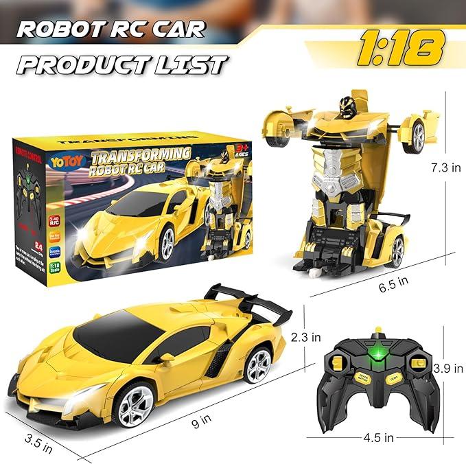 Remote Control Car Toys Transform RC Cars Kids One Button Transformation 2.4Ghz&1:18 Scale