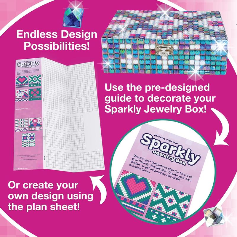 DIY Sparkly Girls Jewelry Box for Girls 8-12 Yrs Old - Old Girl Birthday Gift Idea & Christmas Crafts for Girls 8-12