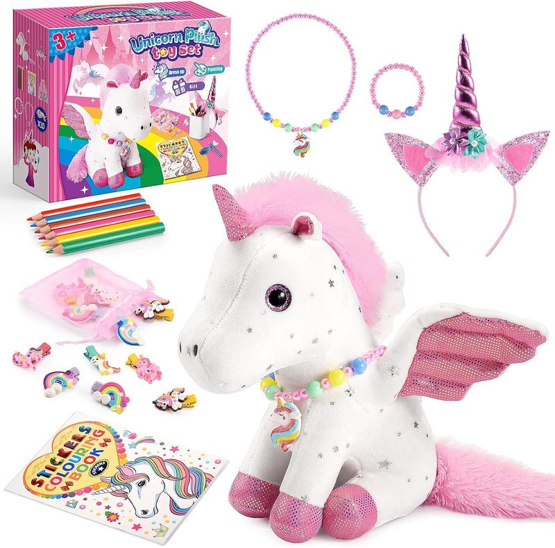 Unicorns Gifts for Girls Age 3-8,Unicorn Toys for 3 4 5 6 7 8 Year Old Girls,Unicorn Stuffed Animals Kids Toys for Girls Age 3-8 Year Old,Soft Plush Girl Toys Set,Idea Girl Gifts for Birthday Xmas