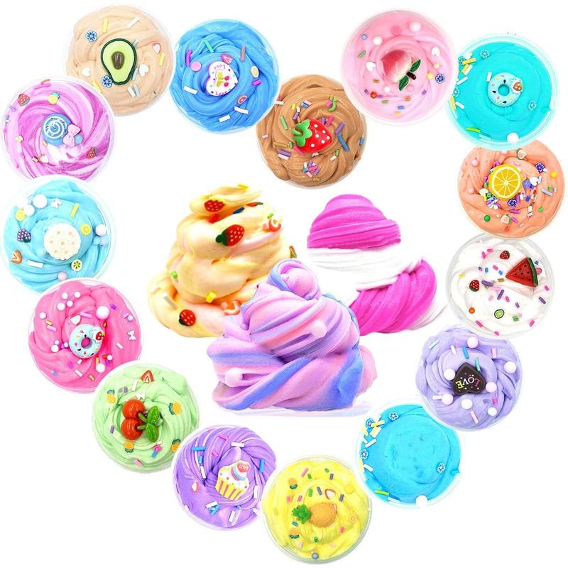 15 Pack  slime pack cupcakes super soft and non-sticky, stress relief toys for girls and boys, party favors and birthday gifts, Easter basket fillers