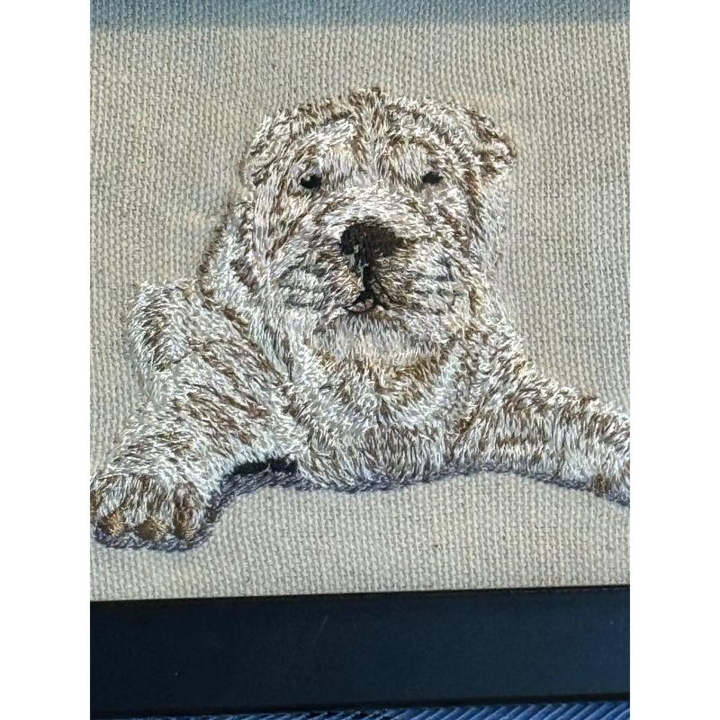 Shar Pei Machine Embroidered and Framed!  Other Designs and Breeds Available!