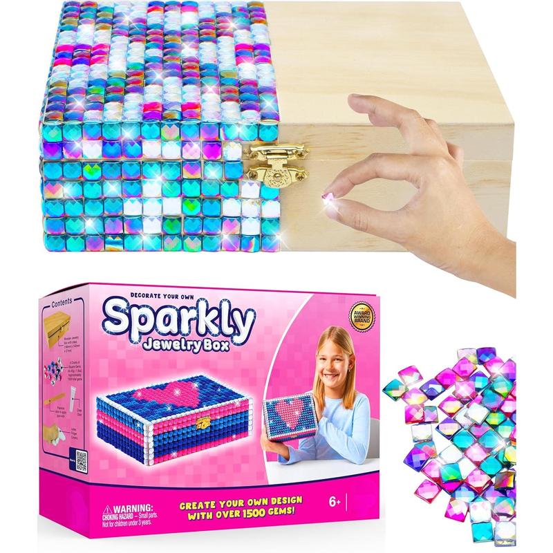 DIY Sparkly Girls Jewelry Box for Girls 8-12 Yrs Old - Old Girl Birthday Gift Idea & Christmas Crafts for Girls 8-12