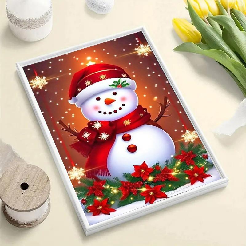 Snowman Pattern DIY Diamond Arts Colorful Painting Kit without Frame, Christmas DIY Diamonds Art Decorative Painting for Home