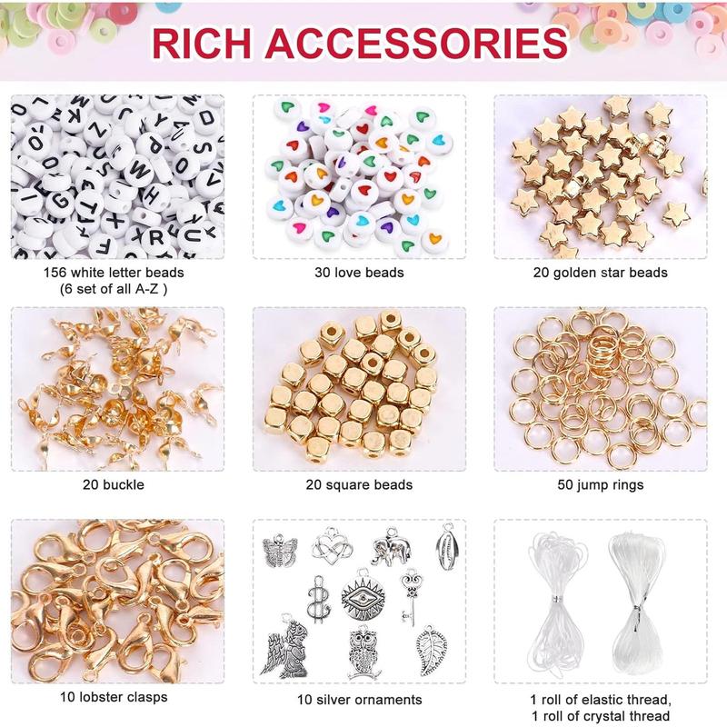 14000 PCS 136 Colors Clay Beads Bracelet Making Kit 6 Boxes Friendship Bracelet Kit Flat Polymer Clay Beads Spacer Heishi Beads for Jewelry Making with Pendant Charms Kit for Girls Ages 6-12