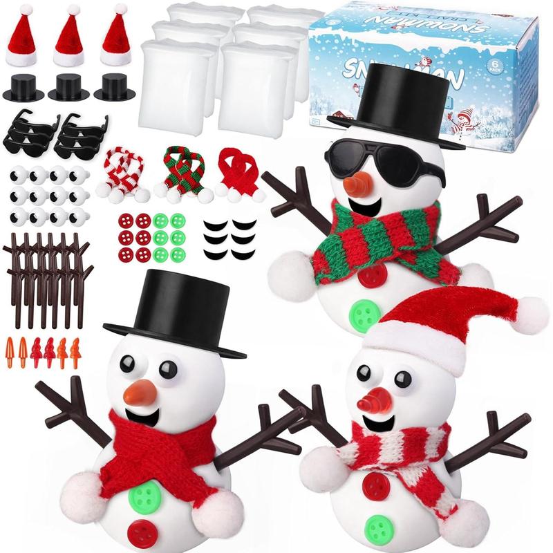 6 Pack Christmas Crafts for Kids,Build a Snowman Kit,Christmas Stocking Stuffers for Girls, Boys,Modeling Clay DIY for Holiday Activities