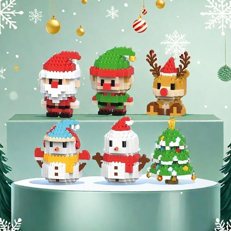 Santa Claus Design Building Blocks Toy, 1 Count Cute Micro-particle Building Bricks Ornament, Snowman & Reindeer Creative Desktop Decoration for Home Office, Christmas Gift