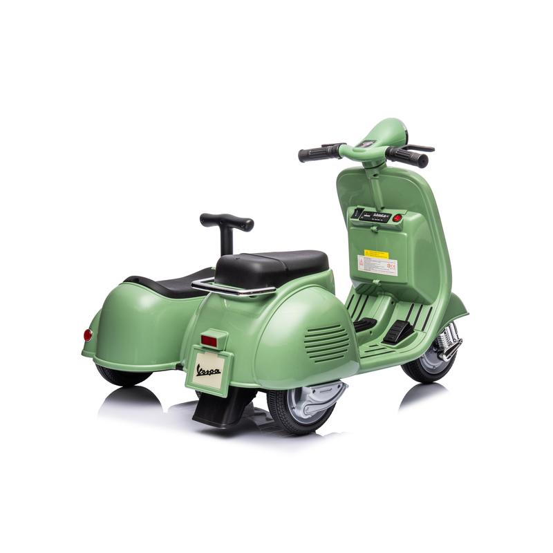 6V LICENSED Vespa Scooter Motorcycle with Side Car for kids, Green