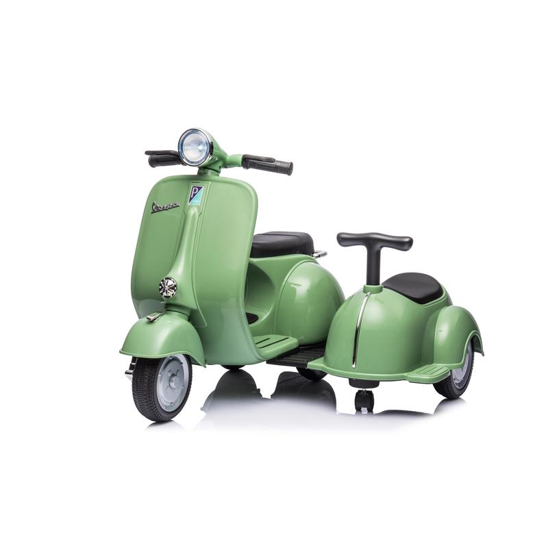 6V LICENSED Vespa Scooter Motorcycle with Side Car for kids, Green