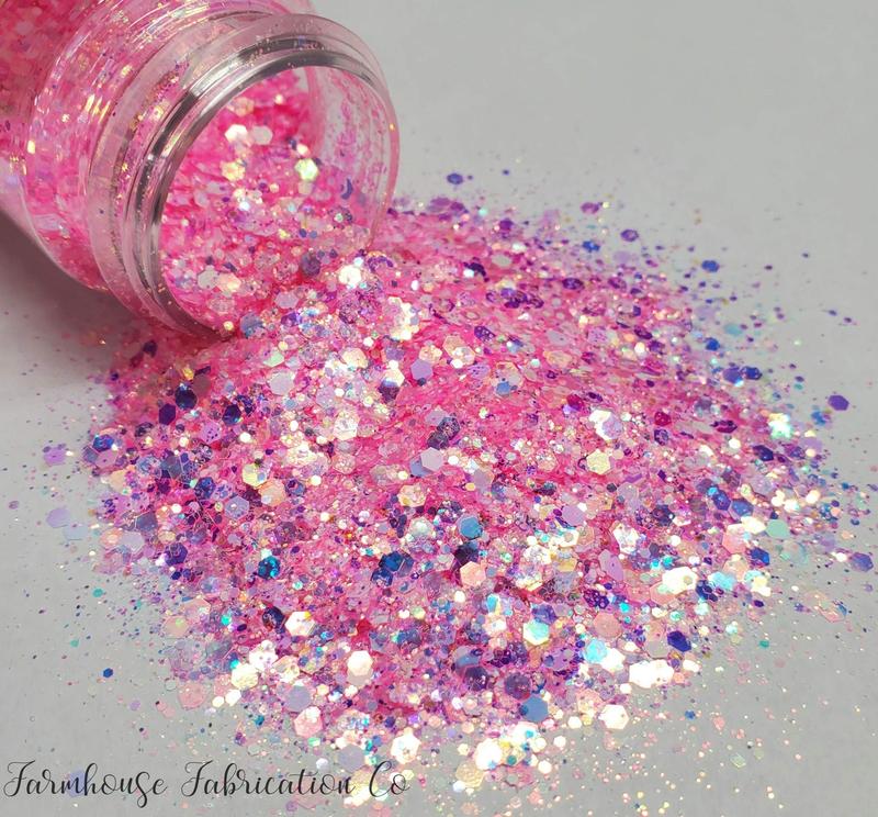 High Quality 'Big Spender' Custom Pastel Pink Mix Polyester Glitter in 1oz 2oz Baggies