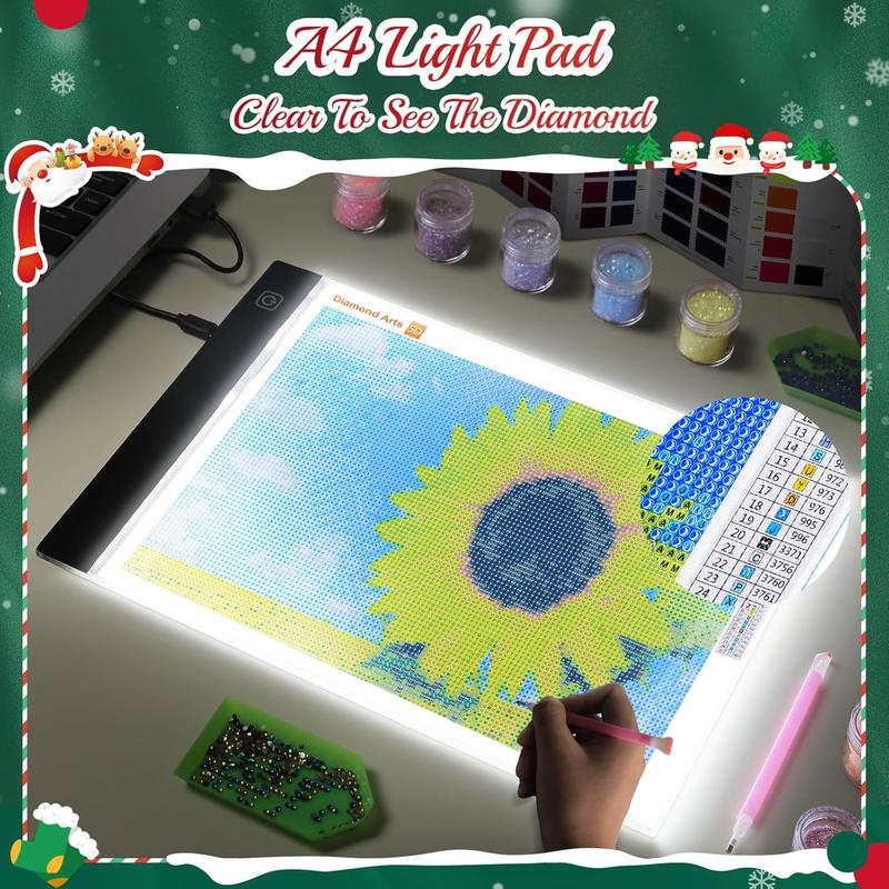 Light Board for  Art Kits for Adults: Light Pad for Dimond Art Paintings Accessories, Light Table for Sketching, Weeding Vinyl, Drawing, Art Supplies Christmas Gifts Decoration