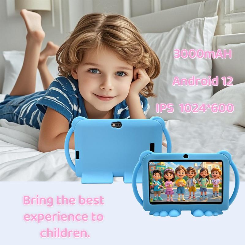 7 Inch Student Tablet, Cute Cartoon Design Tablet with Parental Control, Learning Tablet with Shockproof Case, Educational Tablet, Idea Gift for Boys & Girls