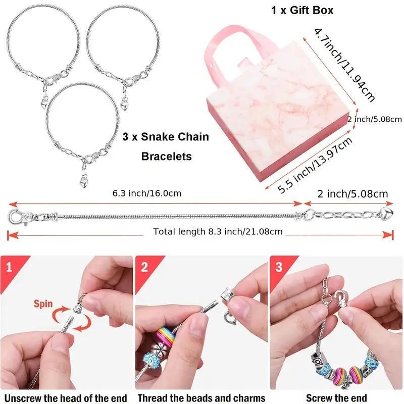 Chrismats 66pcs DIY Jewelry Making Kit, Unicorn & Mermaid Charm Beaded Bracelet, Jewelry Making Kit Great Idea Gift, Creative Craft Materials, Thanksgiving Christmas Gift Set