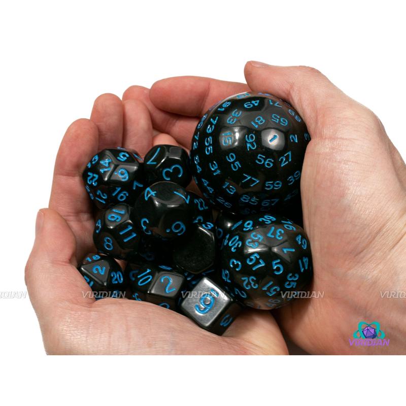 Black & Blue Unusual Set (15) | Strange, Weird Dice | Opaque 15-Piece Dice Set