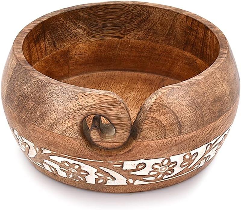 Yarn Storage Mango Wood Yarn Bowl for Crocheting | Crochet Knitting Yarn   Gift from Craft Supplies (6