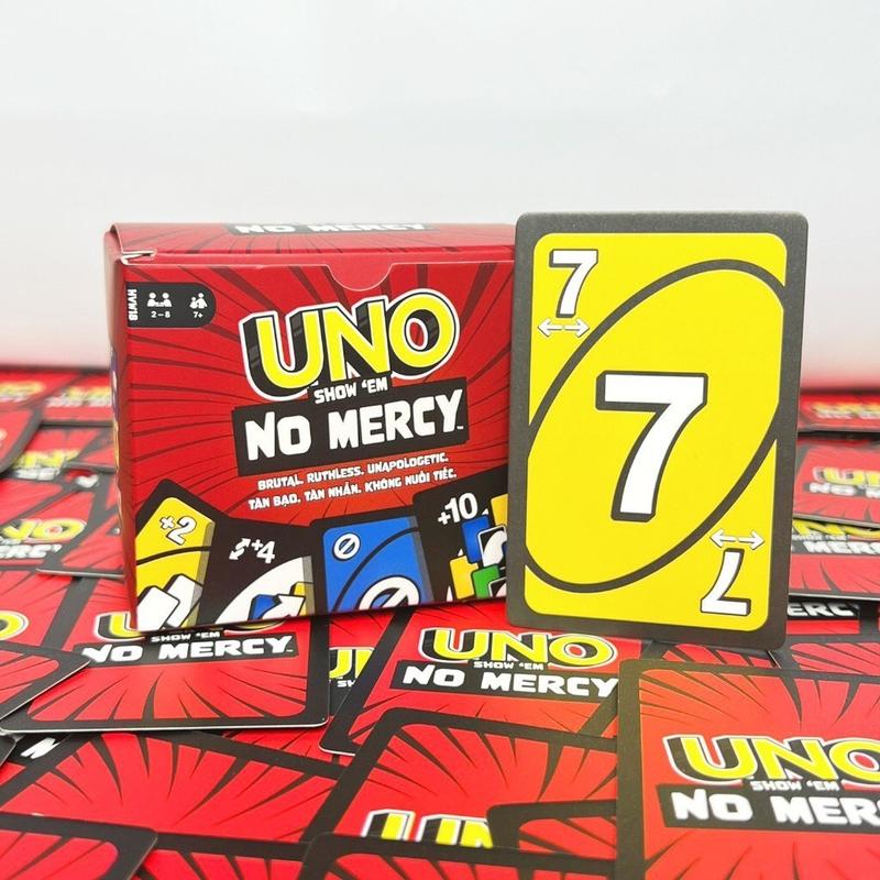 UNO SHOW EM NO MERCY Card Game with Additional Cards and Intense Gameplay (210 Cards)