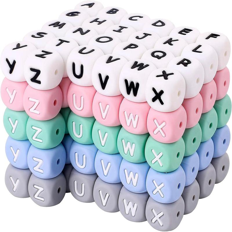 Silicone Letter Beads, 26pcs Silicone Alphabet Beads for Making Personalized Name Keychain & DIY Bracelet