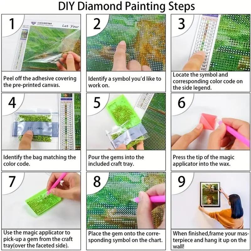 Witch Pattern DIY Diamond Arts Colorful Painting Kit without Frame, DIY 5D Diamond Arts Colorful Painting for Bedroom Home Wall Decor