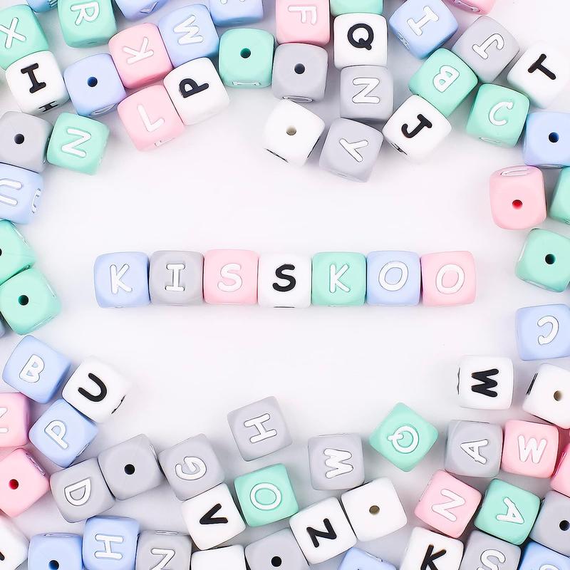 Silicone Letter Beads, 26pcs Silicone Alphabet Beads for Making Personalized Name Keychain & DIY Bracelet