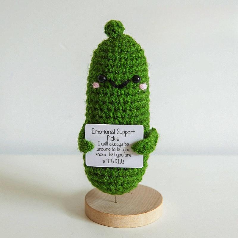 Handmade Emotional Support Ornament - Funny Positive Knitting Doll Gift for Car, Home, or Office