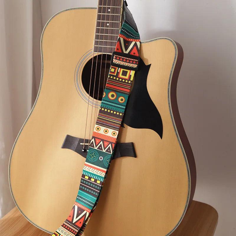 Fashion Retro Ethnic Style Guitar Strap Adjustable Leather Strap for Folk Guitar Electric Guitar Bass Ukulele Guitar Accessories