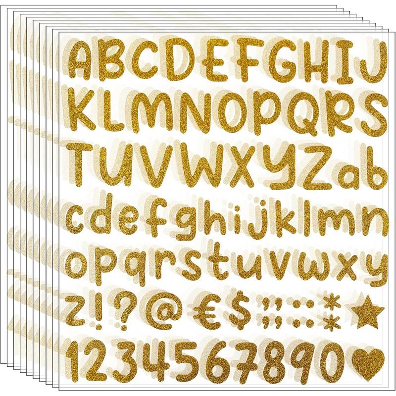 790 count 10 Sheets Letters Stickers Self Adhesive Glitter Letter Alphabet Number Stickers for Classroom Decor,Grad Cap Decoration,DIY Crafts Art Making,Home,Business(, 1 Inch)