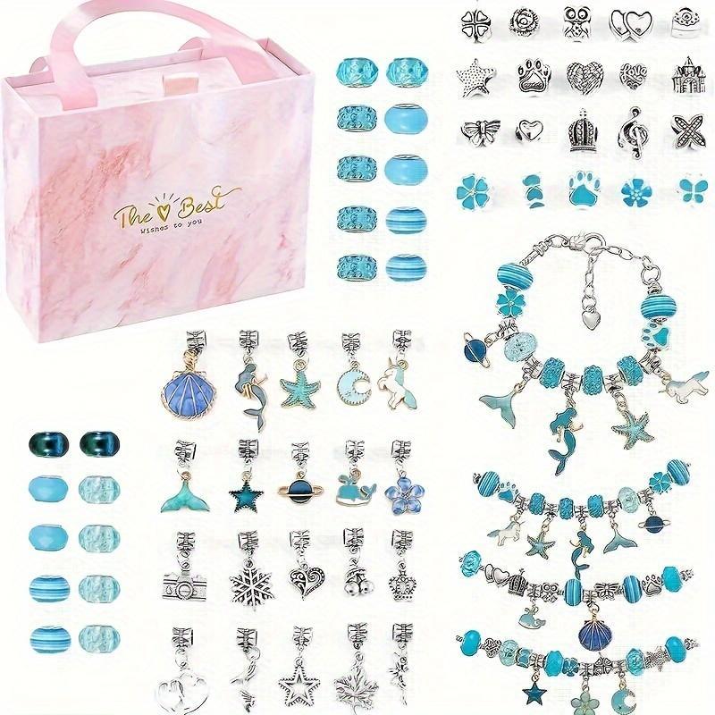 Chrismats 66pcs DIY Jewelry Making Kit, Unicorn & Mermaid Charm Beaded Bracelet, Jewelry Making Kit Great Idea Gift, Creative Craft Materials, Thanksgiving Christmas Gift Set