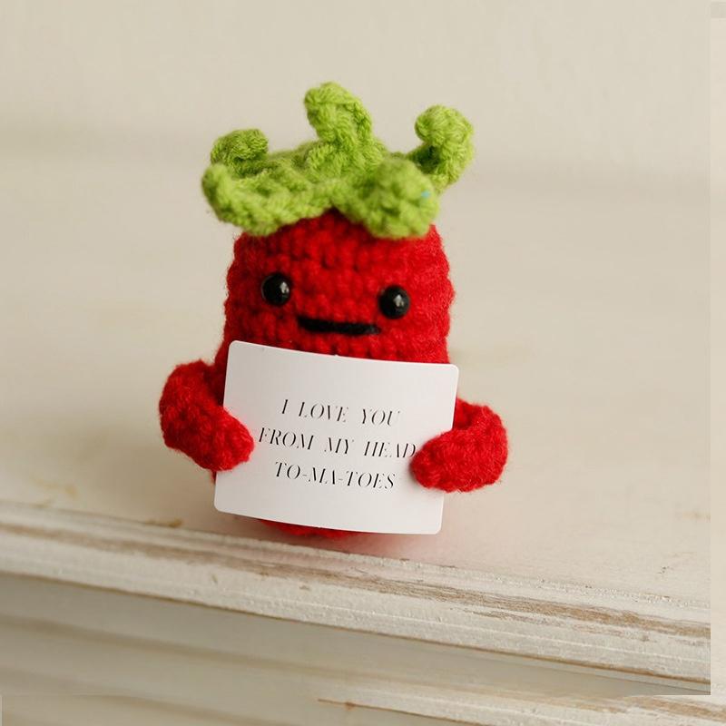 Handmade Emotional Support Ornament - Funny Positive Knitting Doll Gift for Car, Home, or Office