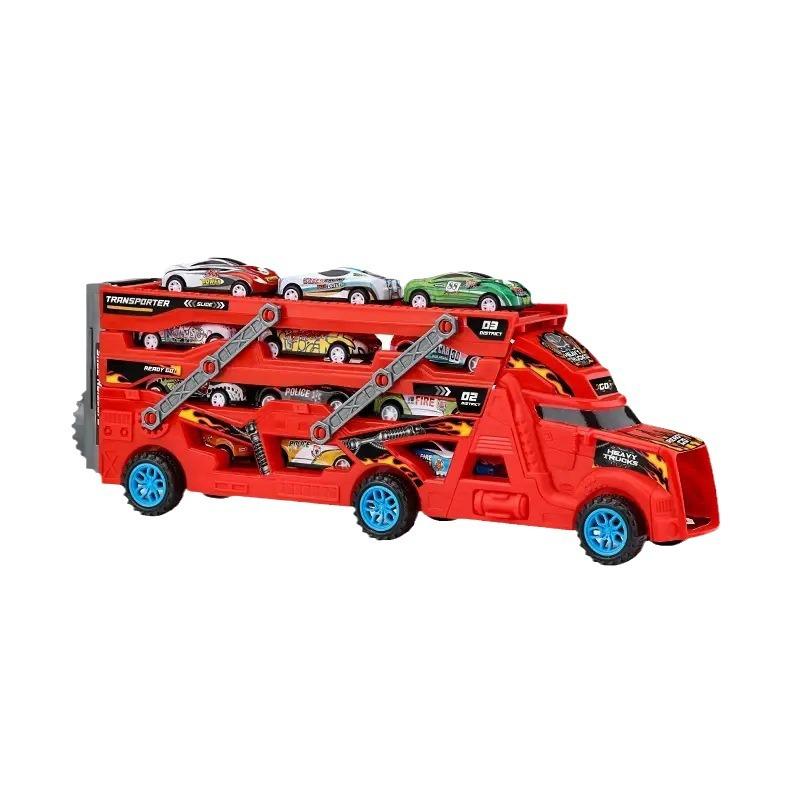 Transporter truck set for boys and girls with 8 small racing cars, foldable truck, catapult start - accompany children through childhood