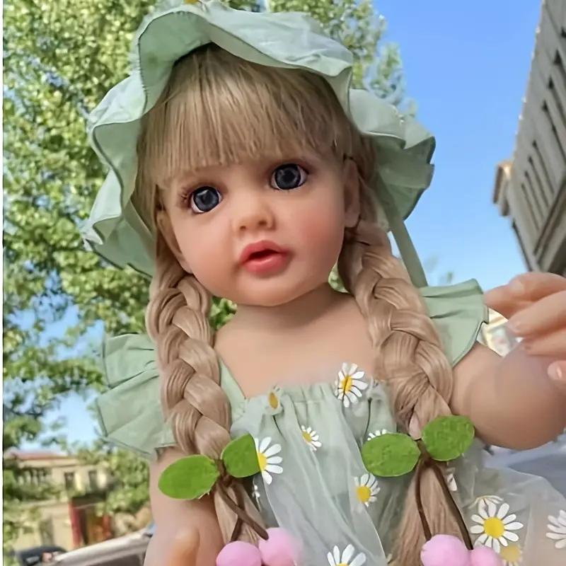 MADOLL 55cm 22inch Girl Doll Can Stand, Lifelike Reborn Baby Full Soft Silicon Body Princess Toddler Bebe Alive Toy Birthday Gift