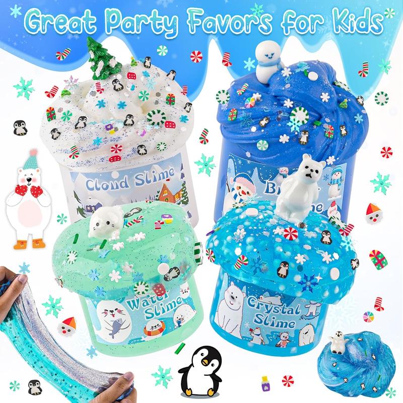 6 Packs Snow Slime Kit for Kids with Slime Add-ins, Slime Kit for Girls & Boys Birthday Christmas Easter Favors halloween new year gifts for kids