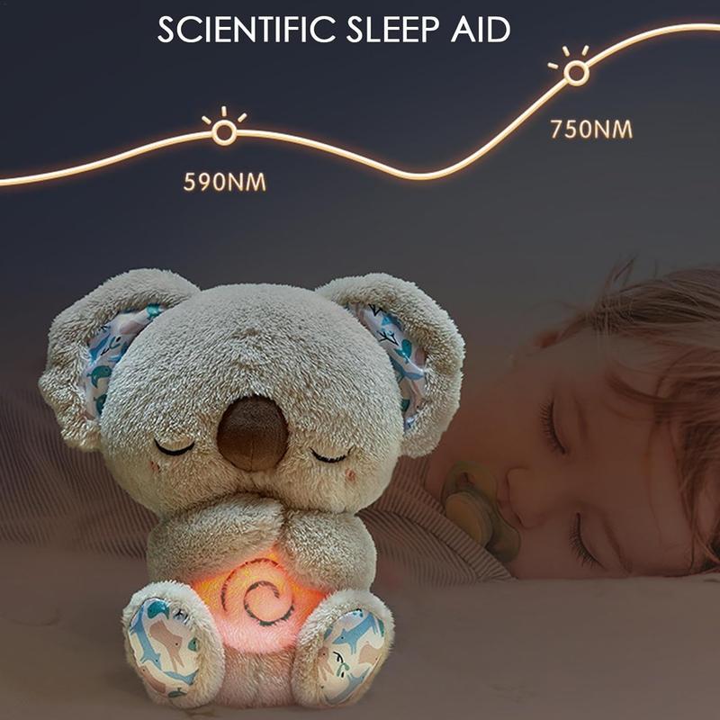 Calming Sleep - Anxiety Relief Otter Soft Stuff Koala Toy - Music Light & Breathing Stuffed Toy For Better Sleep