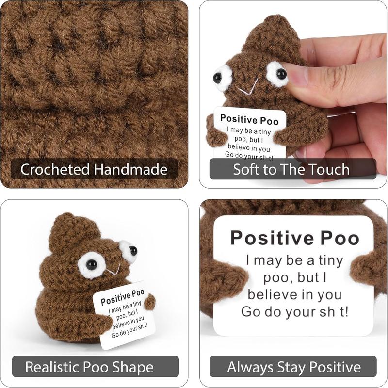 Funny Positive Poo, Cute Crochet Potato Partner Toy with Positive Card Cheer Up Funny Gag Gifts for Best Friend Birthday Housewarming Women Teacher Fall