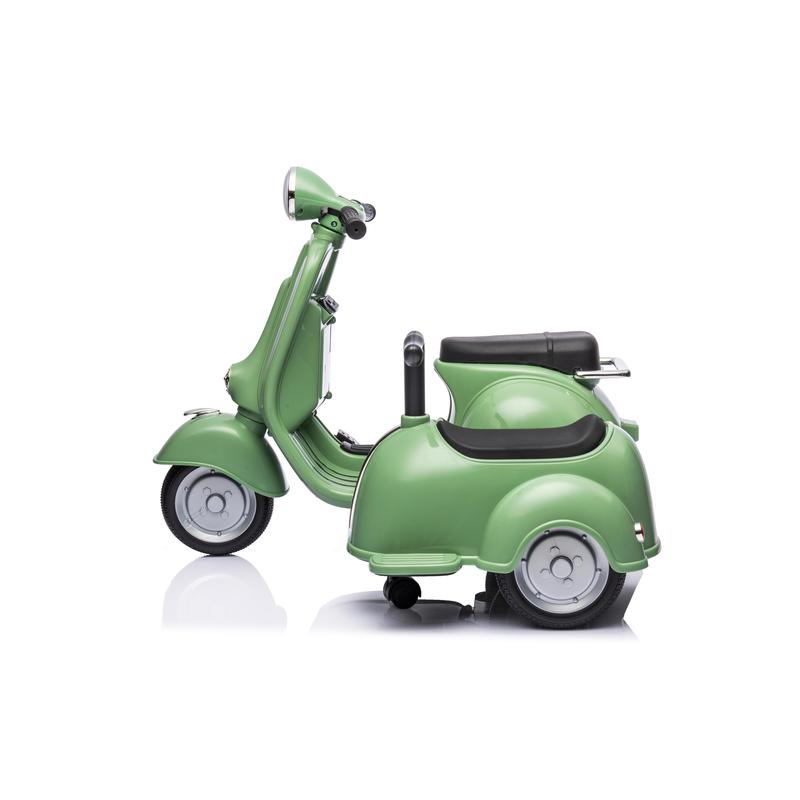 6V LICENSED Vespa Scooter Motorcycle with Side Car for kids, Green