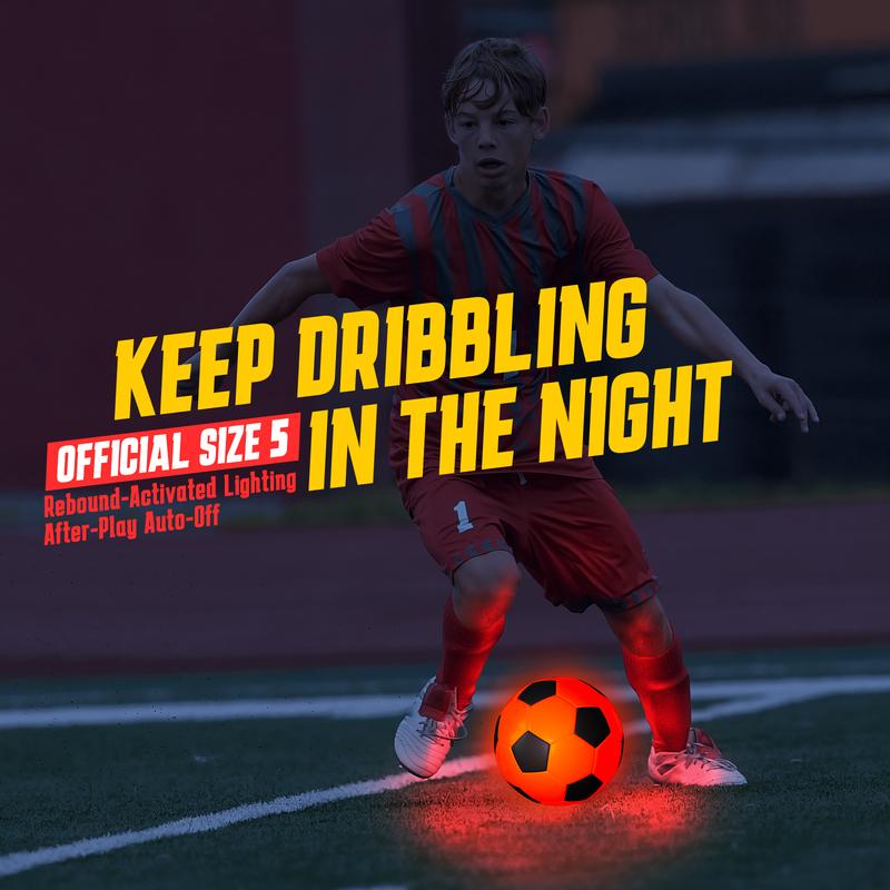 Light Up LED Soccer Ball, Rechargeable Glow in The Dark Soccer Ball with Bag, Christmas Birthday Soccer Gifts for 8-12 Years Old Boy Kids Teens, Cool Boy Toys Gifts for Ages 8 9 10 11 12+