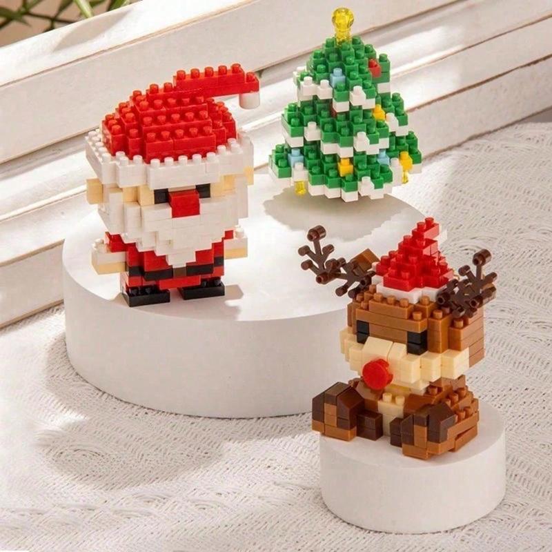 Santa Claus Design Building Blocks Toy, 1 Count Cute Micro-particle Building Bricks Ornament, Snowman & Reindeer Creative Desktop Decoration for Home Office, Christmas Gift