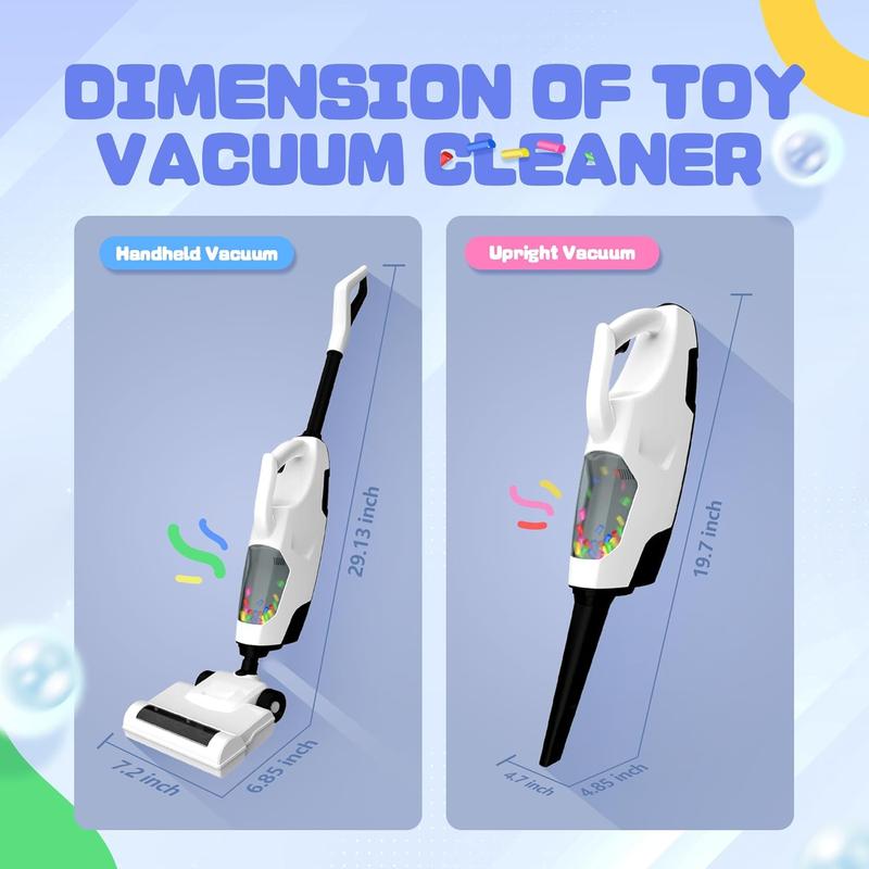 Kids Vacuum, Christmas Birthday Gift, Toy Vacuum with 2 Replaceable Nozzles, Sound and Ball Popping Action, Housekeeping Toys for Boys & Girls Ages 3+