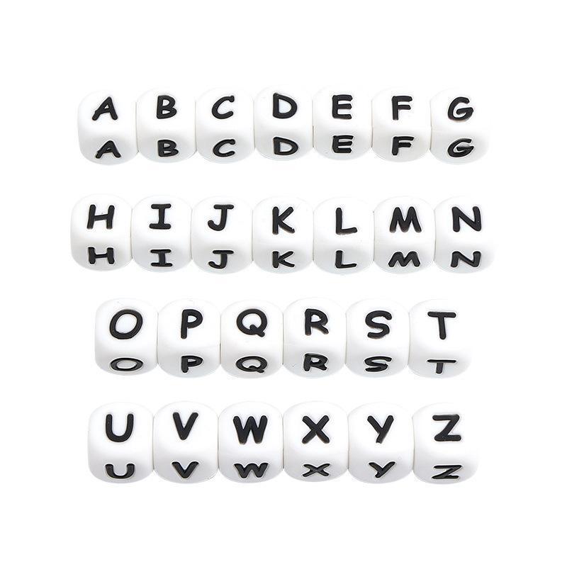 Silicone Letter Beads, 26pcs Silicone Alphabet Beads for Making Personalized Name Keychain & DIY Bracelet