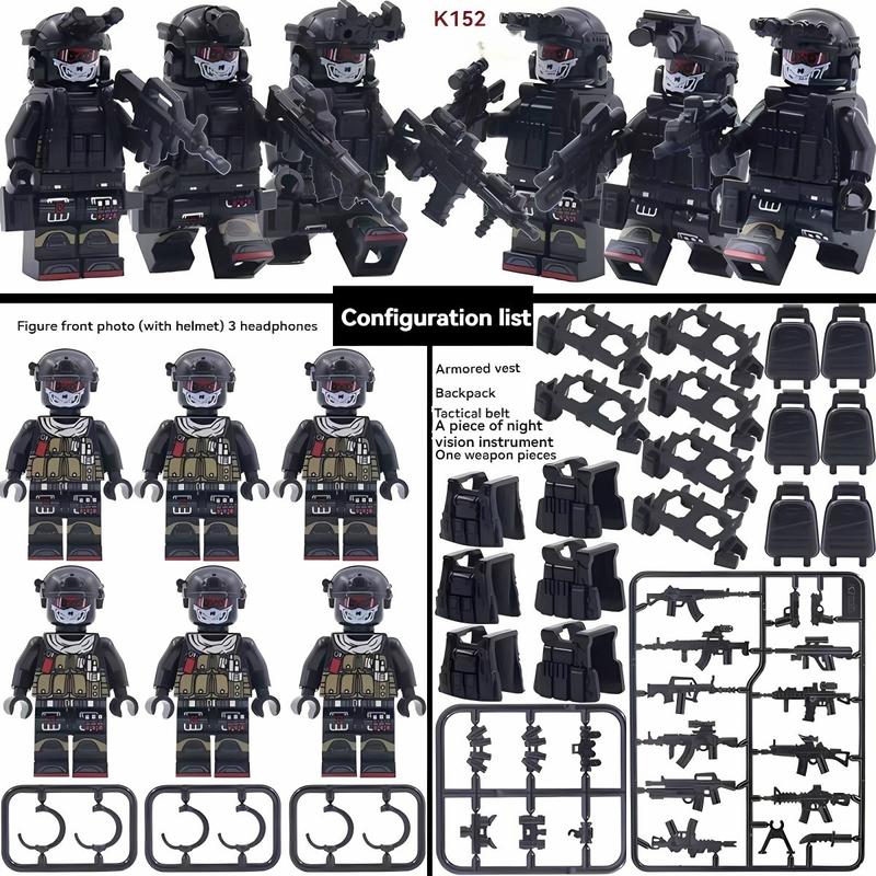 Children's Building Block Soldier Ghost Camouflage Special Forces Figures Set - Military Toy Collection