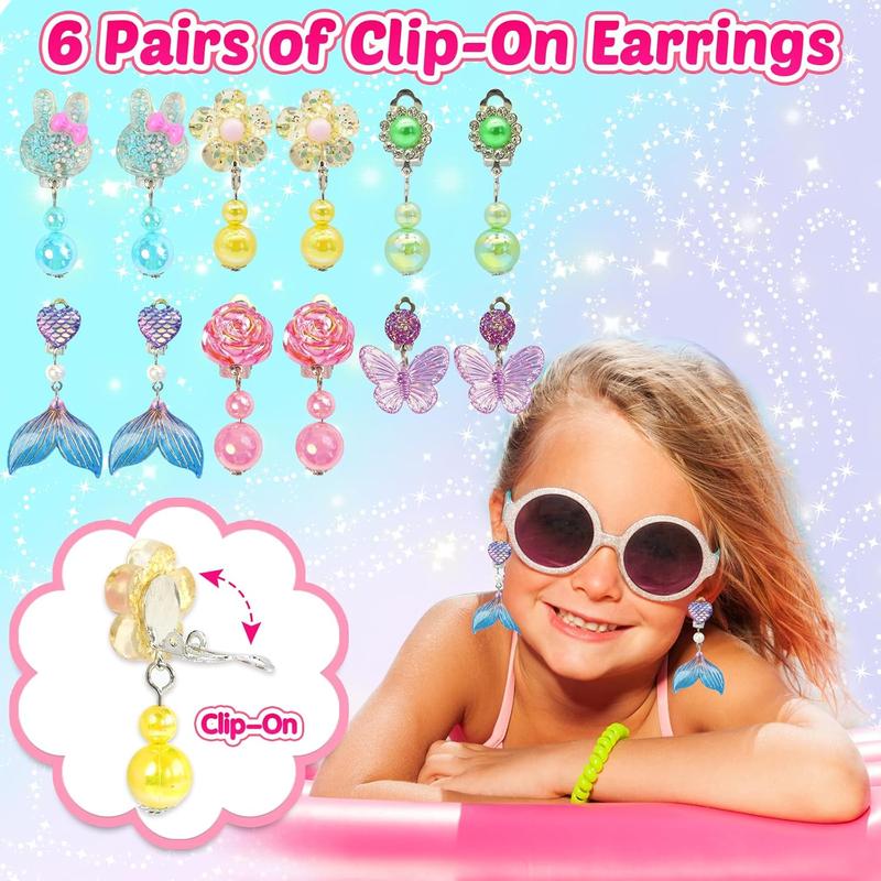 Christmas gif  Jewelry Gifts Toys for Girls: Unicorn Jewelry Box Ring Earring Necklace Set, Art Craft DIY Headband Making,